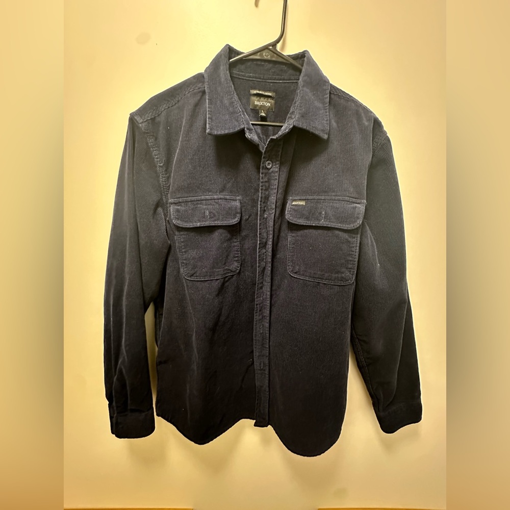 Brixton Bowery Navy Corduroy Flannel.